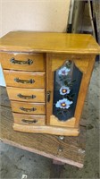 Five drawer jewelry box, with four drawers with