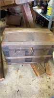 Antique Camelback trunk, missing the lock,