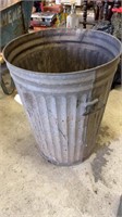 One antique galvanized  trashcan, no lid, two pull