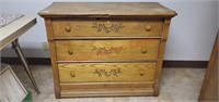 Antique carved 3 drawer dresser  - 32"T X 40.5"W