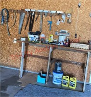 Contents of Work Bench, under it, & on wall