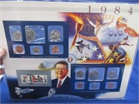 1984 uncirculated mint coins & stamp sets