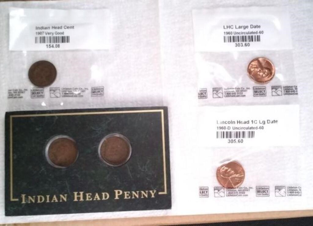 5 - Indian Head pennies.  Dates - 1901, 1903,