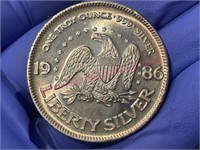 1986 Liberty Silver Co 1-ozt .999 silver round