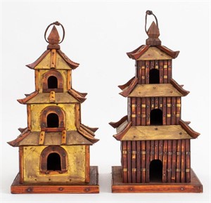 Chinese Pagoda Wood & Brass Bird Feeder, 2