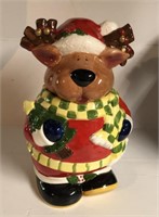 Reindeer Cookie Jar, Ceramic 12"x 5" x 8" W