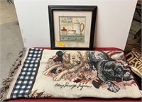 Burlap puppy rug/blanket and 14’’x14’’ Caffe