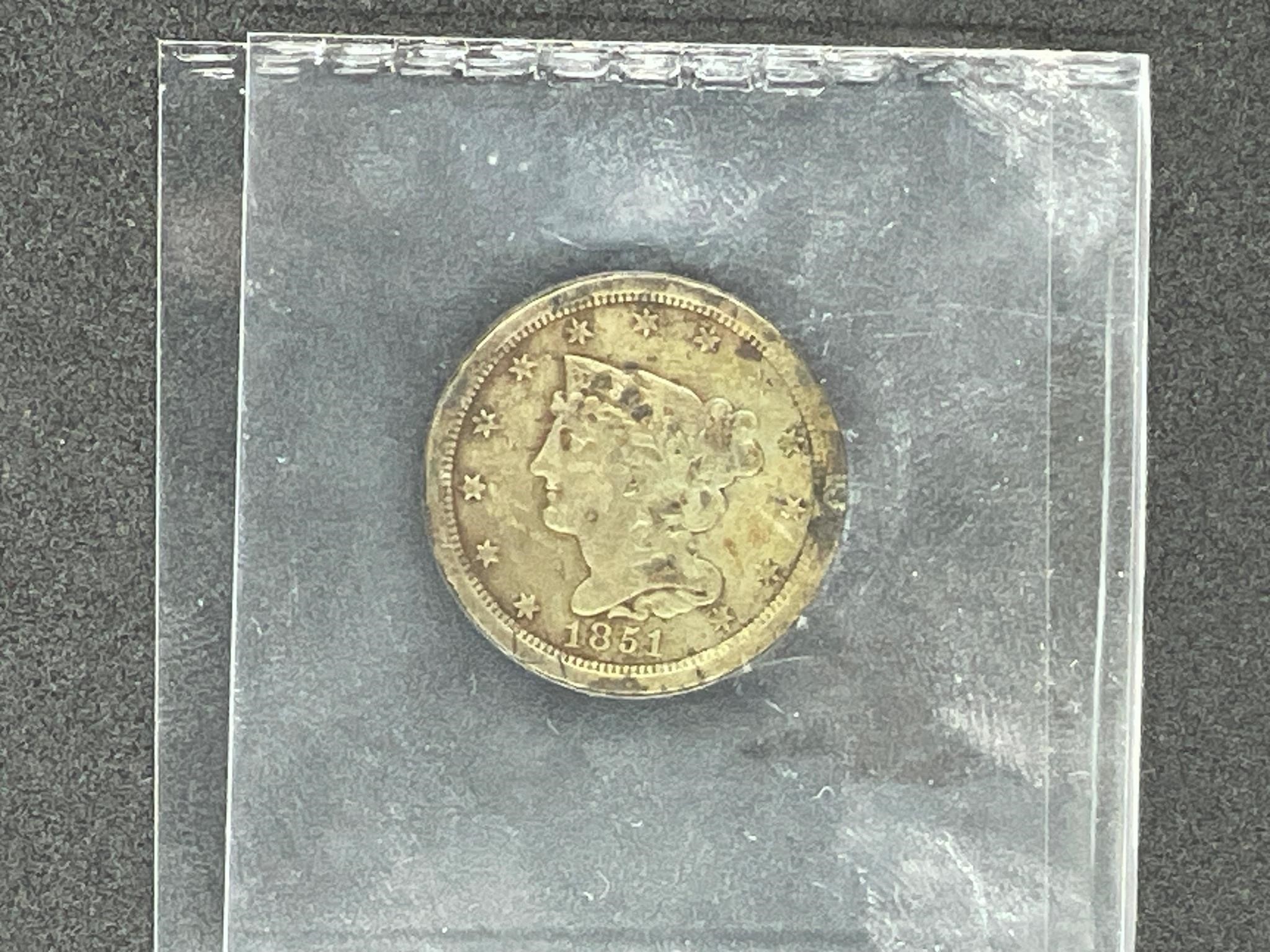 1851 half cent coin
