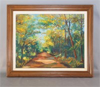 Impressionist Style Oil-on-Board Painting