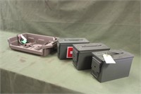 (3) Metal Ammo Cans W/ Carrying Tray