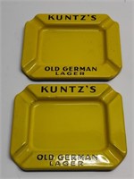 2 KUNTZ'S OLD GERMAN LAGER ASH TRAYS
