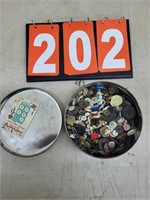 CAN OF VINTAGE BUTTONS