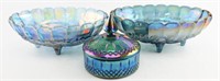 3pcs of Iridescent carnival glass (2) bowls and