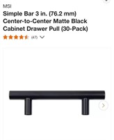 (30) Round-Bar Cabinet Handles-Matte Black 1CASE