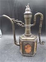 Oriental Metal Tea Pot with Scene Panels Risque