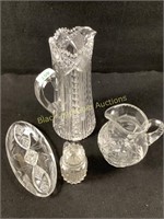 Cut Crystal Glass Pitcher's & Candy Dish