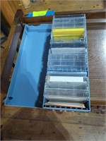 Empty cassette tape cases and carrying case