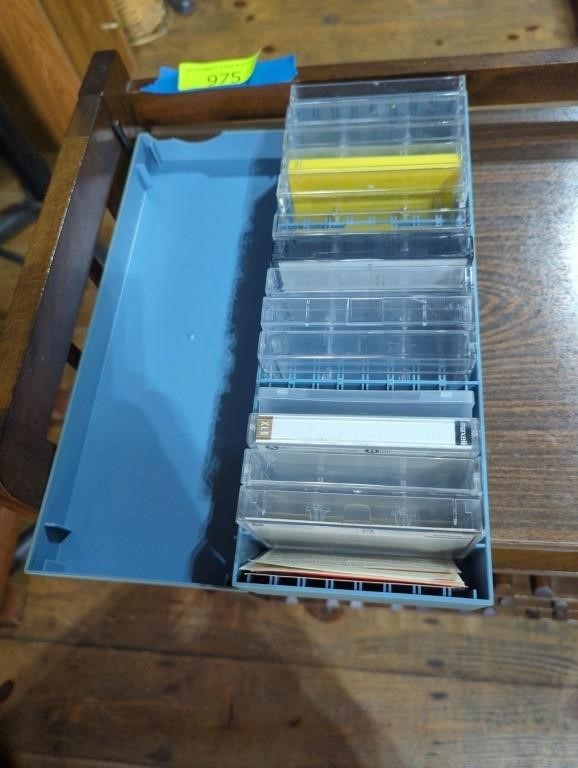 Empty cassette tape cases and carrying case