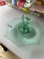 Tiffin Glass Green Uranium Tidbit Tray