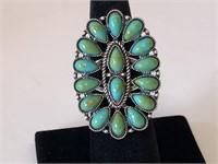 Beautiful Large Turquoise and Silver Ring