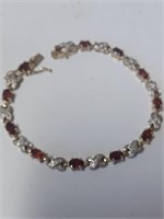 Marked China Red and Clear Stone Bracelet-10.0g