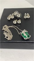 Pendant necklace marked 925 & 4 matching sets of