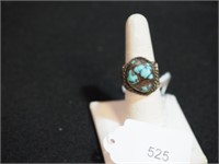 Unmarked silver ring with turquoise, size 8