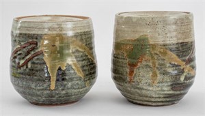 Japanese Mid-Century Studio Pottery Jars, Pair