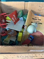 Box Of Vintage Toys Assortment And Books