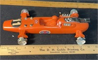 Vintage 11.5" Orange Plastic Race Car