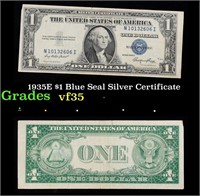 1935E $1 Blue Seal Silver Certificate Grades vf++