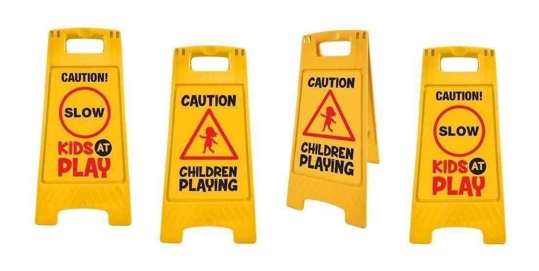 Double Side Children Play Yellow Caution Signs $88