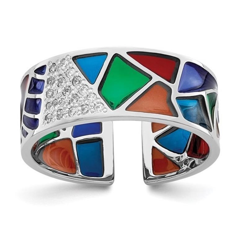 Sterling Silver  Multi-color Enamel Ring