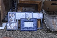Picture Frames and 2 Brass Log Holders