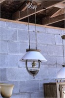 1 Hanging Oil Lamp, Round Flange Base