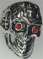 Gemstone eyeball skull ring size 11