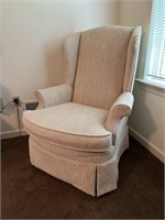 White upholstered arm chair