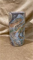 Beautiful Hydro dipped art glass pottery vase, 8