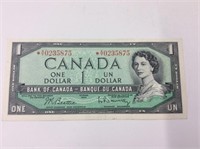 1954 (ef) Canadian 1 Dollar Bill With Asterisk