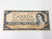 1954 (unf) Canadian 50 Dollar Bill Bc-42b