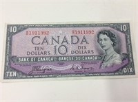 1954 (ef) Canadian 10 Dollar Bill Devil's Face