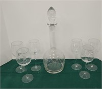 Decanter & 6 Glasses