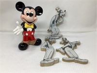 Mickey Mouse Figurine & Handmade Wooden Cut