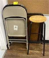 Assorted Folding Chairs, Card Table and Stool, up