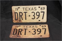 1969 Matching Texas License Plates