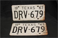 1967 Matching Texas License Plates