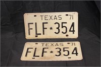 1971 Matching Texas License Plates