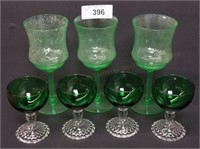 Green Depression Glass Stemware Glasses