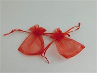 100 Small Organza Bags- Red