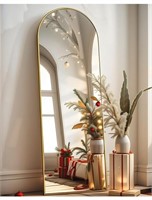 Arched full length mirror with gold edge